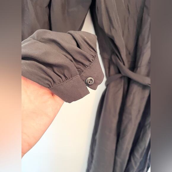 Christy Dawn Elsa Silk wrap Dress rare black silk long sleeve fall boho bohemian - Picture 8 of 12